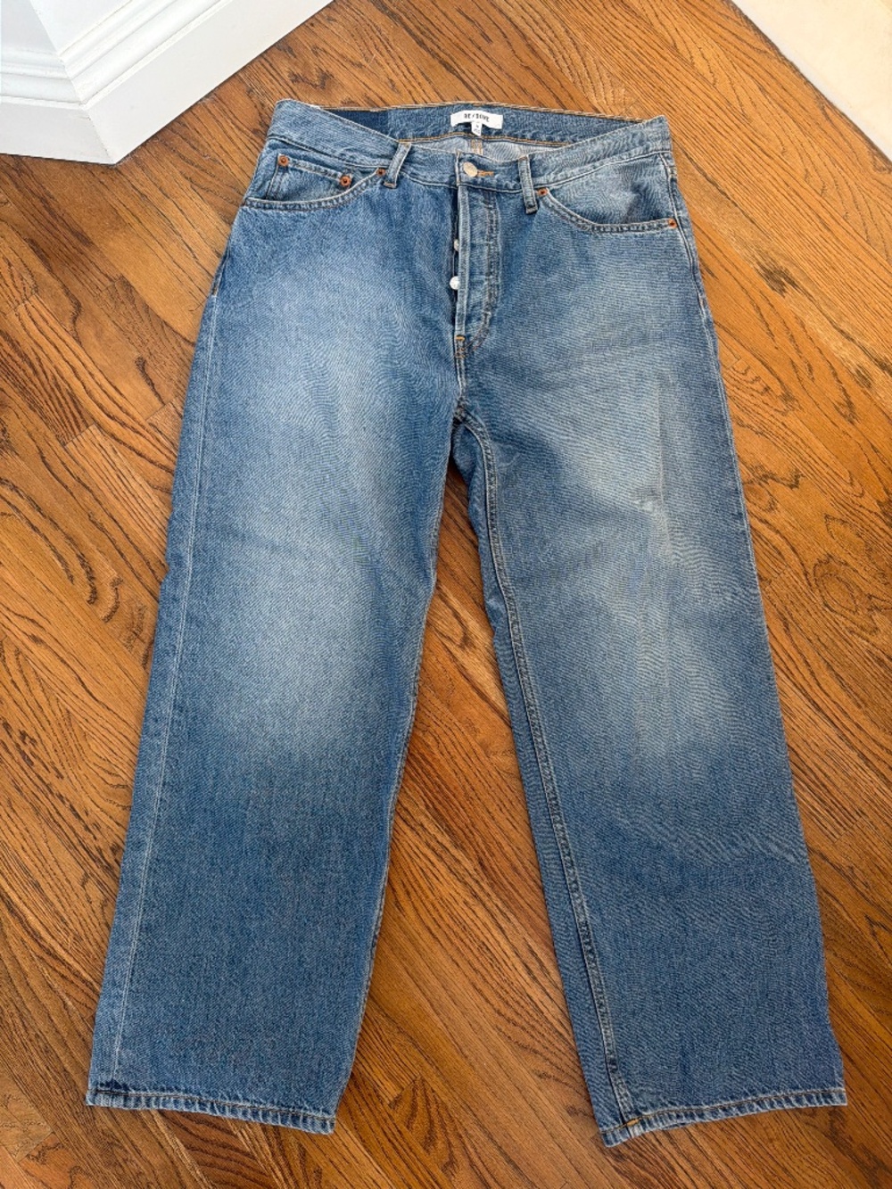 Re/done cropped, loose denim
